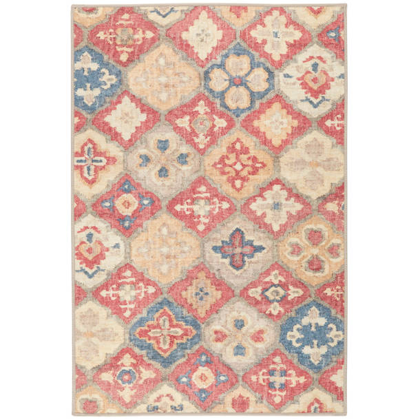 Dash and Albert Rugs Pali Flatweave Floral Area Rug in Blue/Yellow/Red